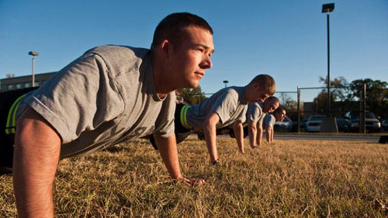 ROTC students doing pushups